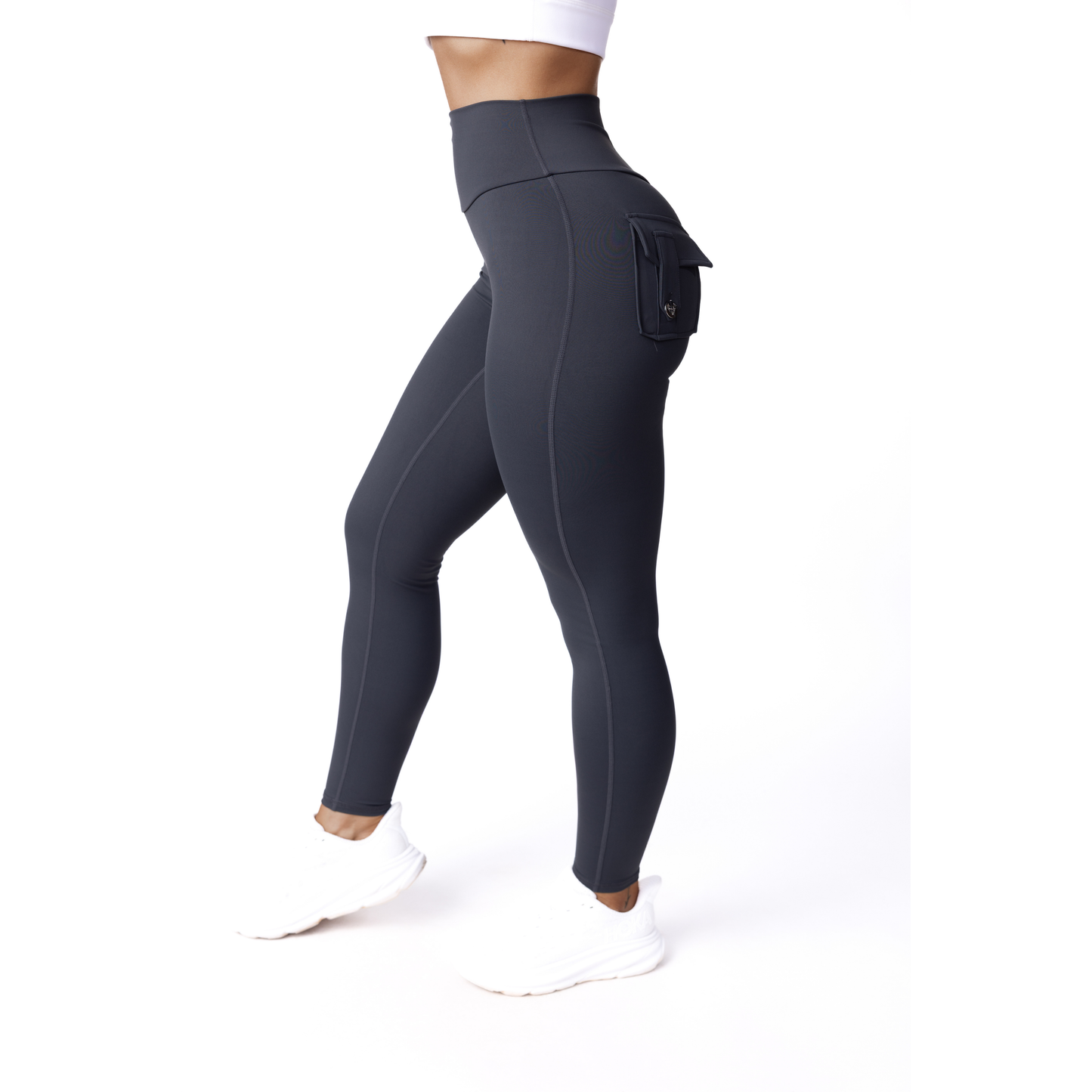 Phoenix Arise Charcoal High Waist Cargo Scrunch Pocket Leggings