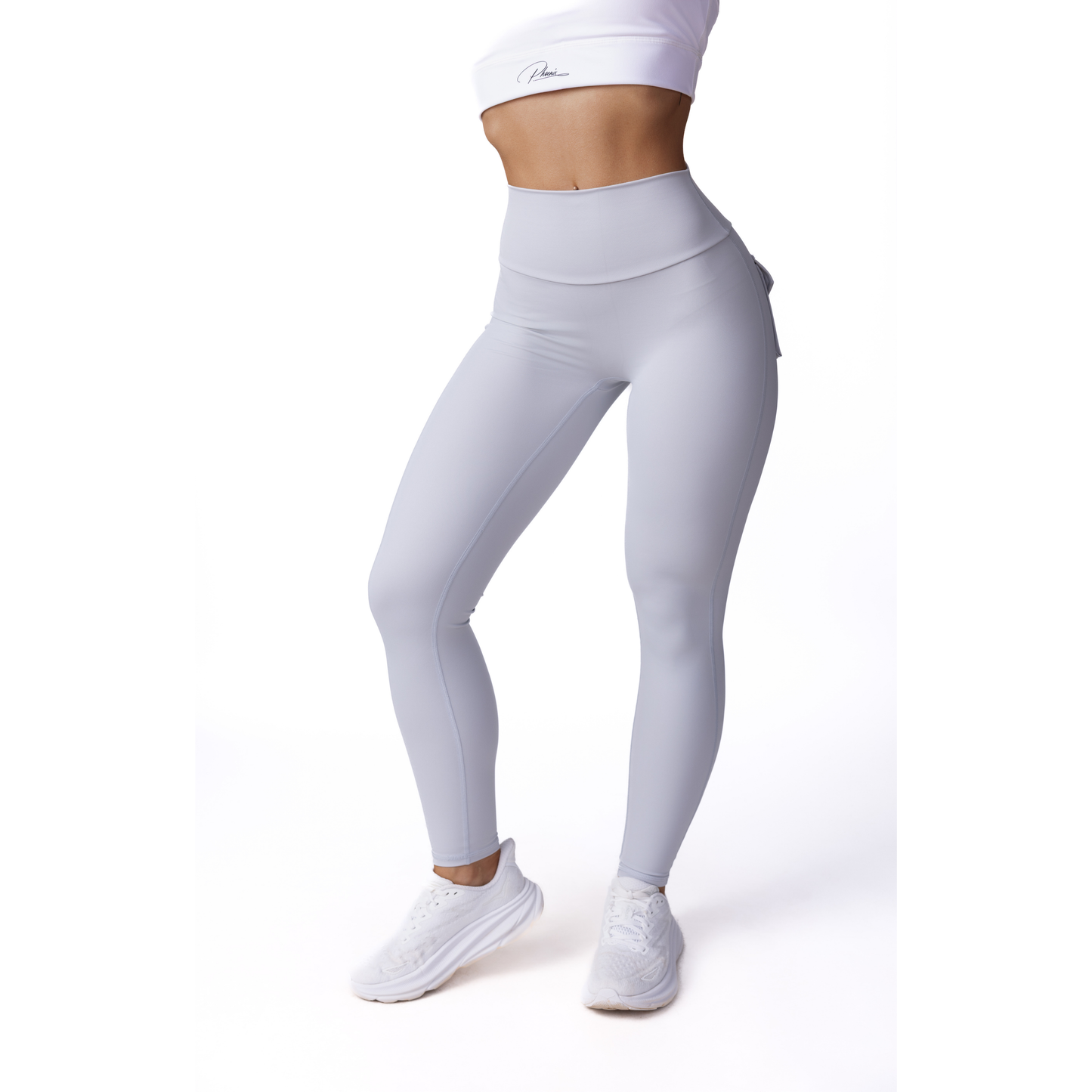 Phoenix Arise Light Grey High Waist Cargo Scrunch Pocket Leggings