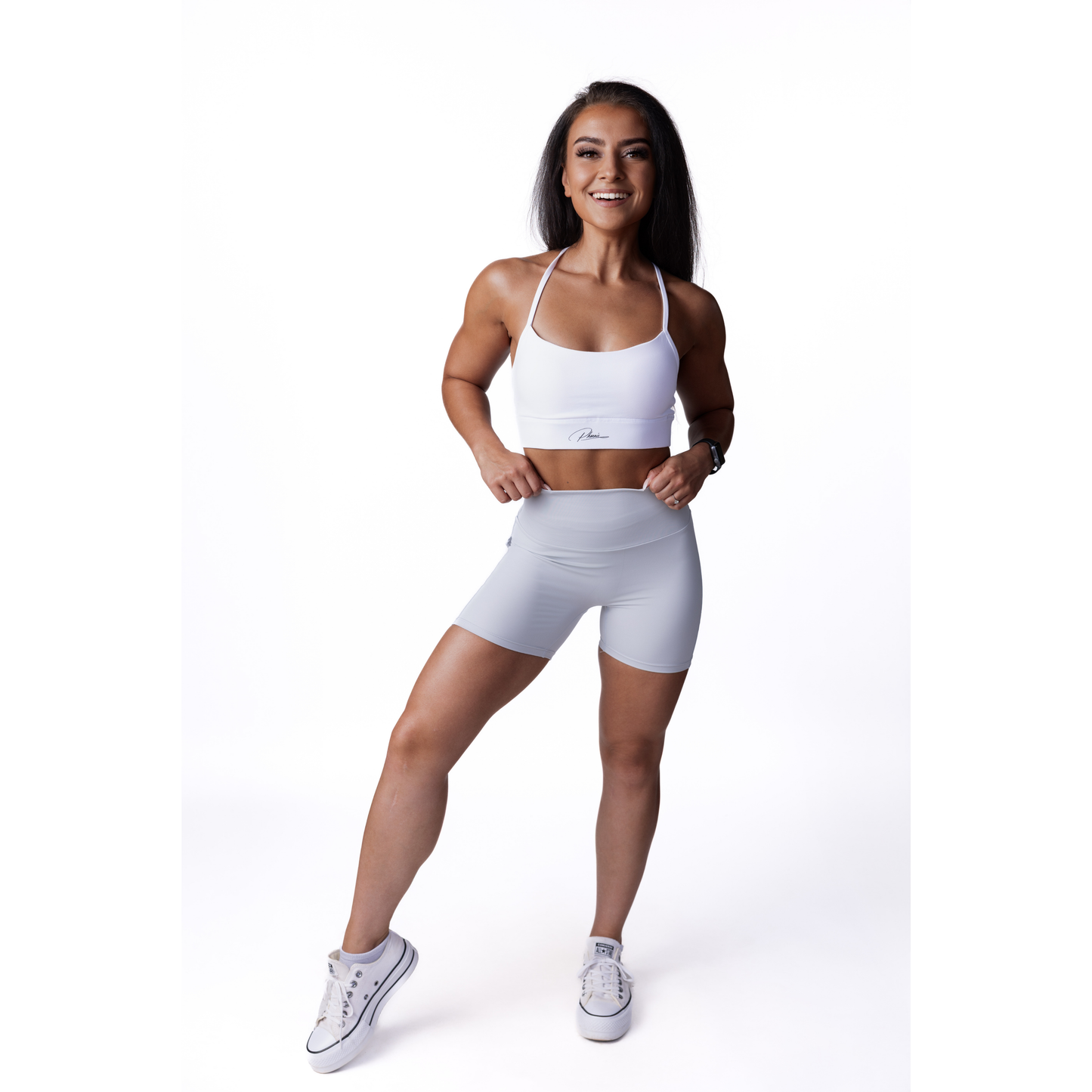 Phoenix Arise Light Grey Cargo Scrunch Pocket Shorts