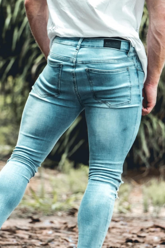 Boujee Couture Men's Light Blue Denim | Premium Designer Wear