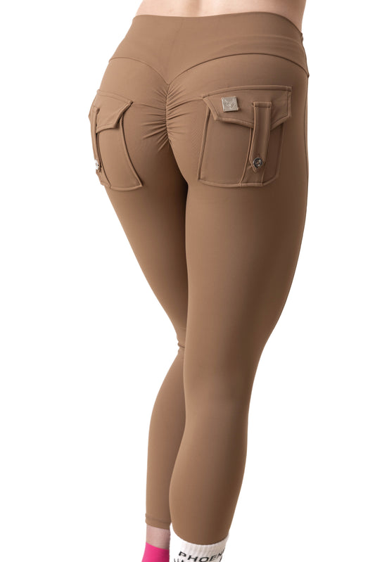 Phoenix Arise Café Latte Mid Waist Leggings | Premium Active Design Wear