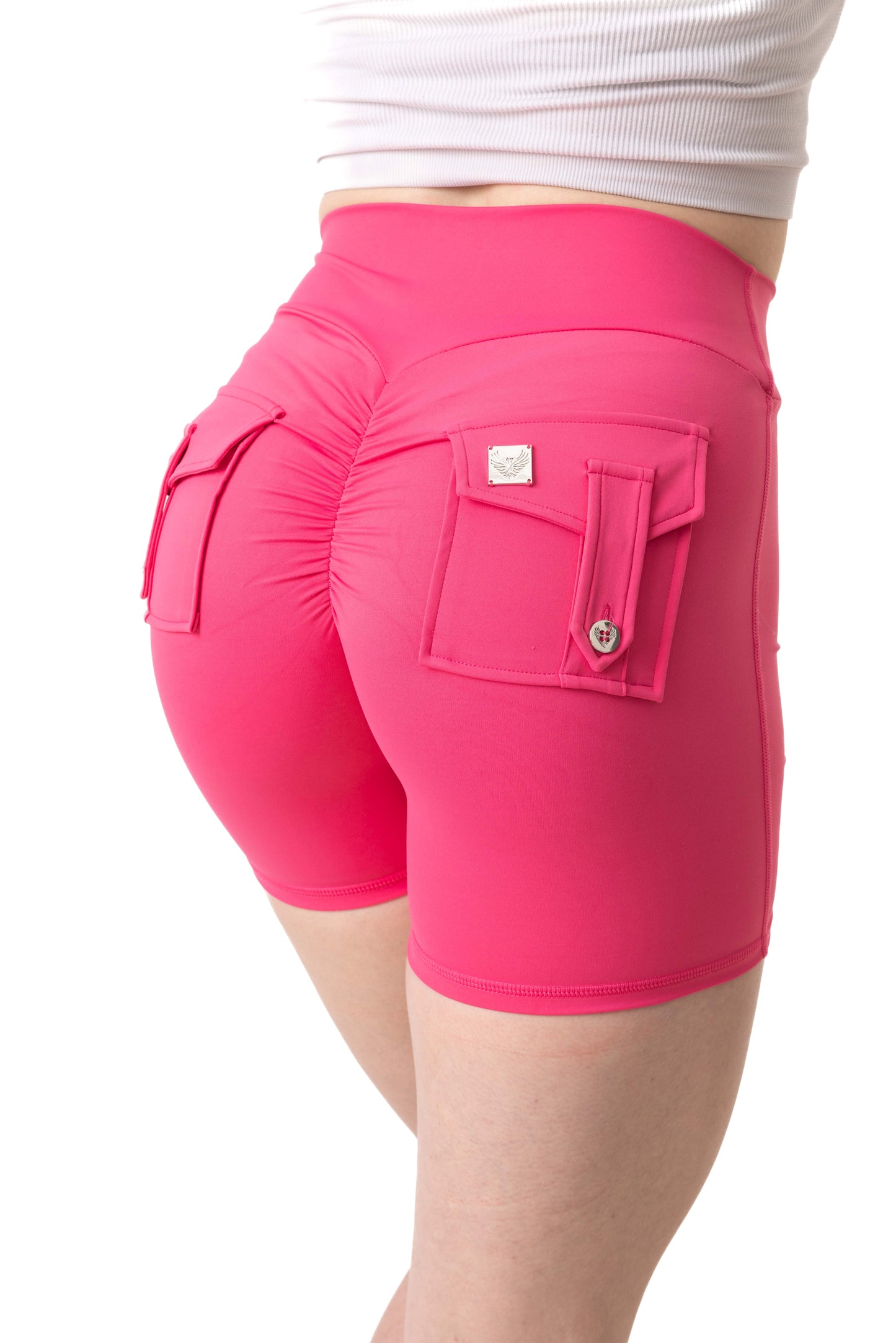 Phoenix Arise Azalea Pink Cargo Scrunch Pocket Shorts