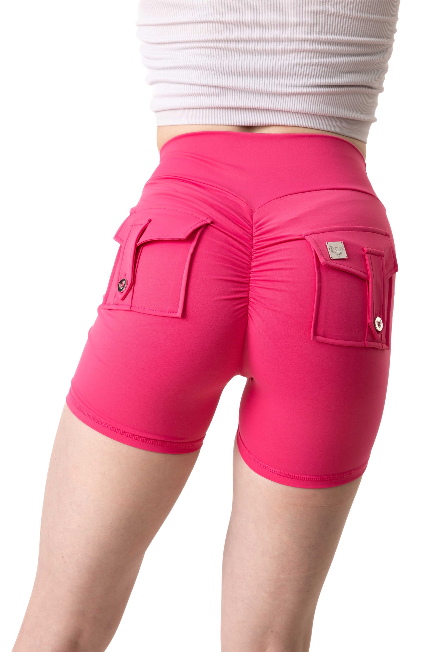 Phoenix Arise Azalea Pink Cargo Scrunch Pocket Shorts