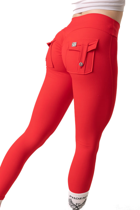 Phoenix Arise Radiant Red Mid Waist Leggings | Premium Active Design Wear