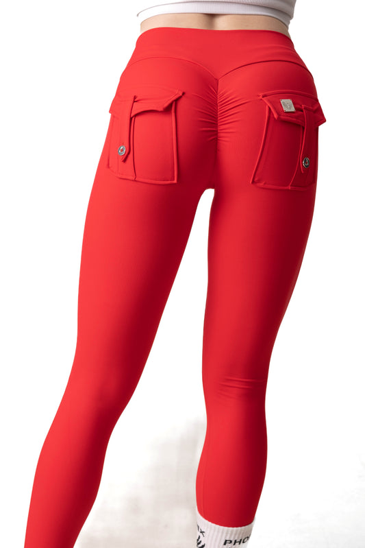 Phoenix Arise Radiant Red Mid Waist Leggings | Premium Active Design Wear