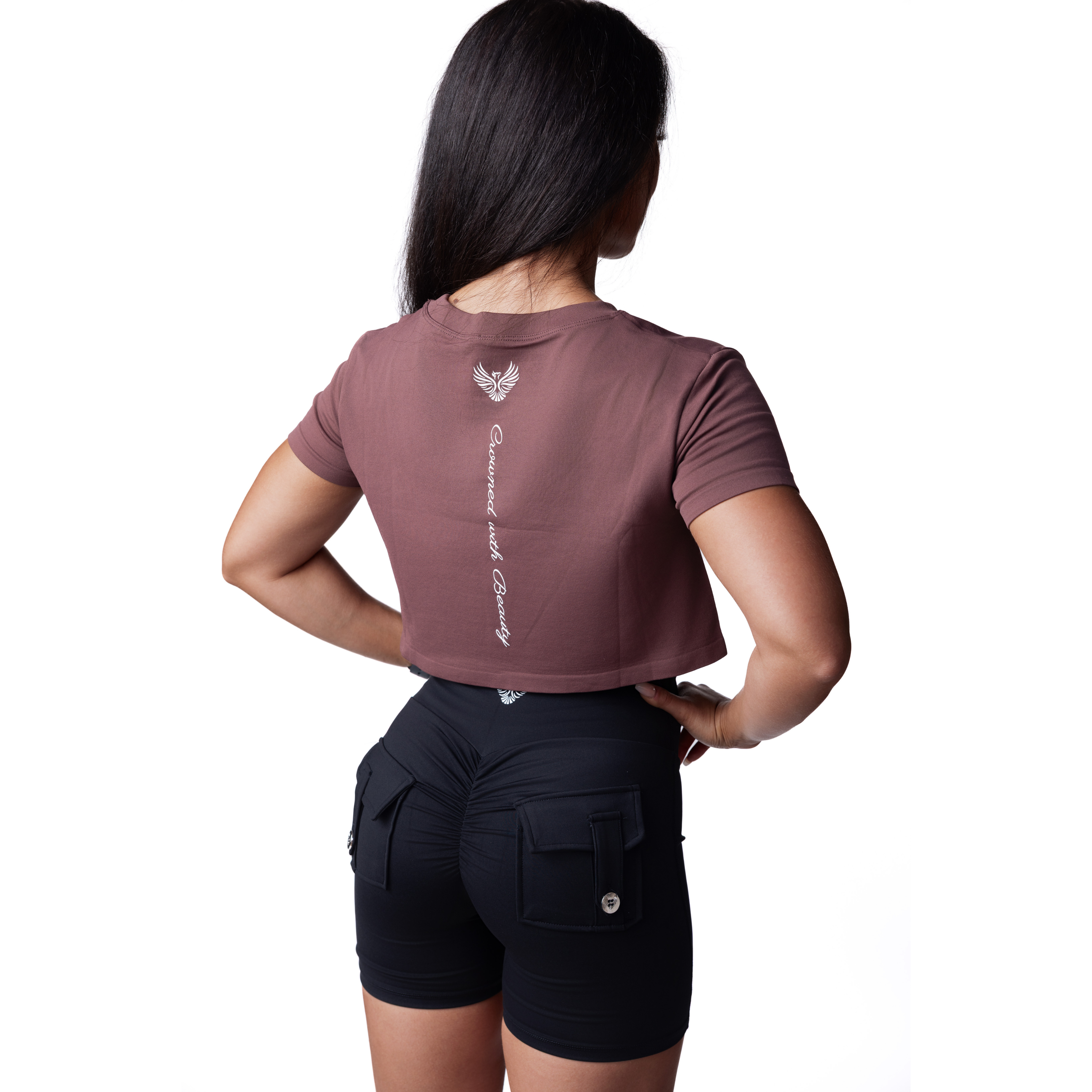 Phoenix Crowned Brown Crop Top