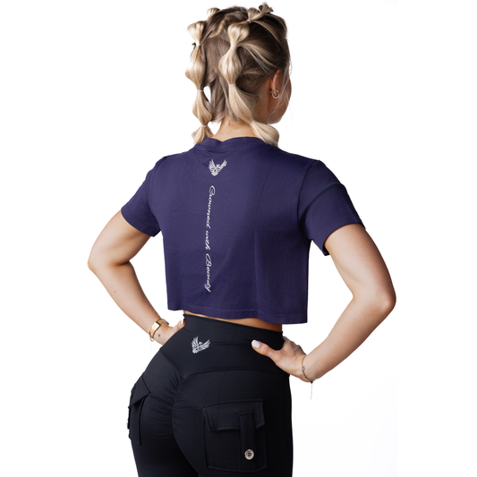 Phoenix Crowned Navy Crop Top