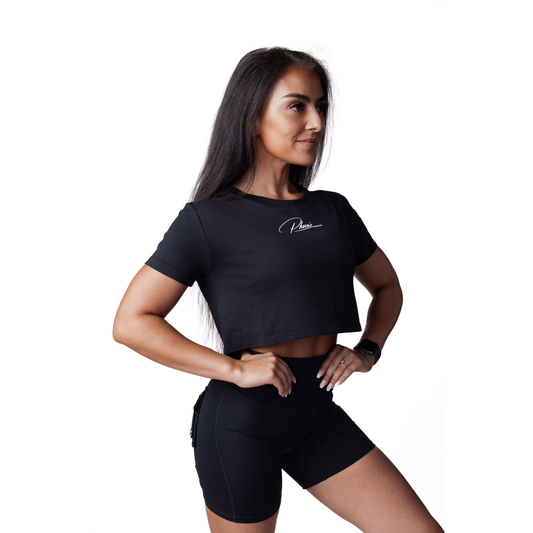 Phoenix Crowned Black Crop Top