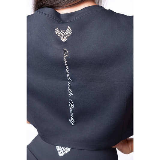 Phoenix Crowned Black Crop Top