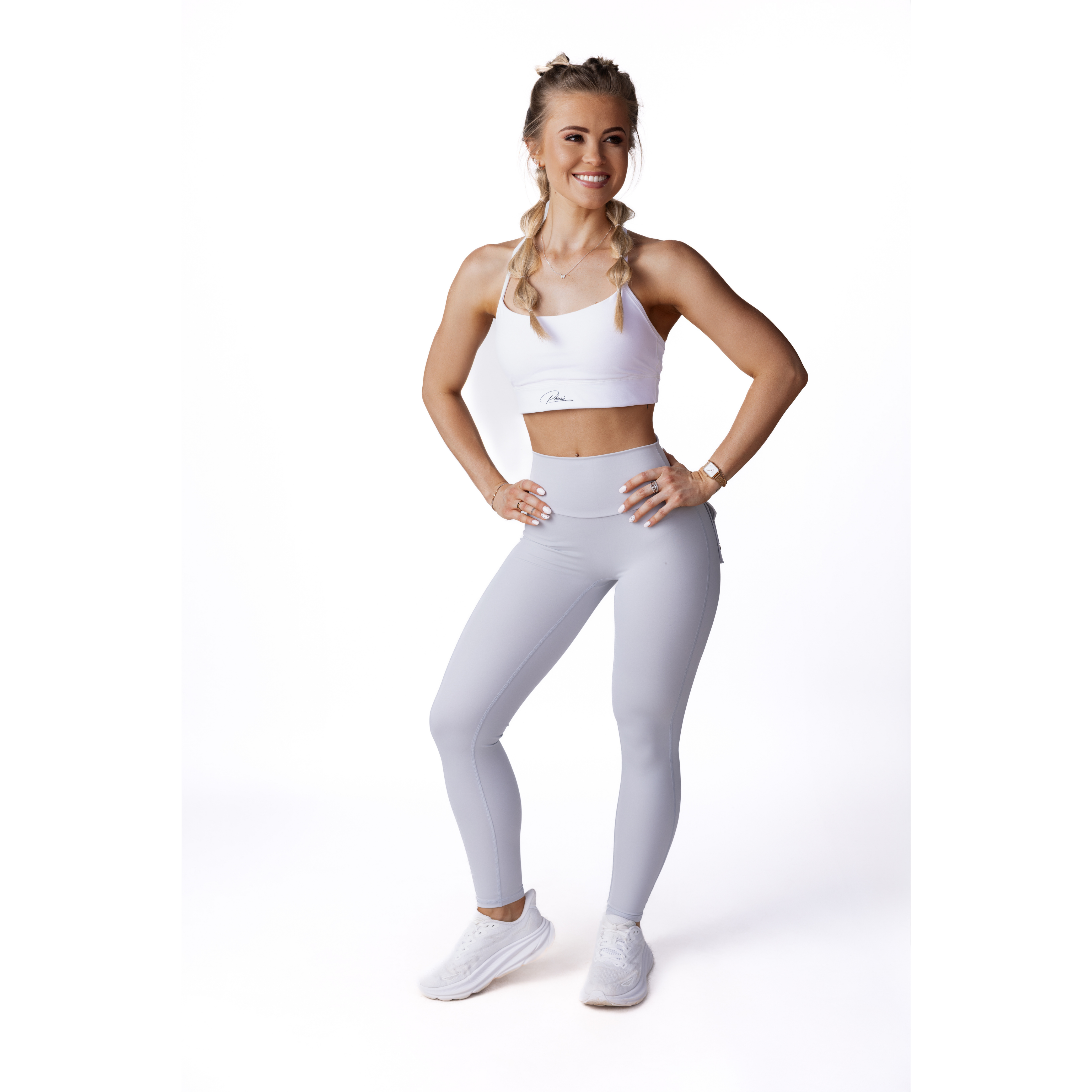 Phoenix Arise Light Grey High Waist Cargo Scrunch Pocket Leggings
