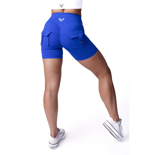 Phoenix Arise Royal Blue Cargo Scrunch Pocket Shorts