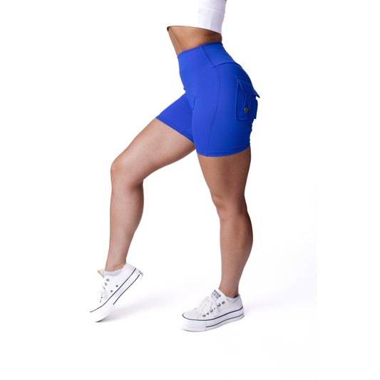 Phoenix Arise Royal Blue Cargo Scrunch Pocket Shorts