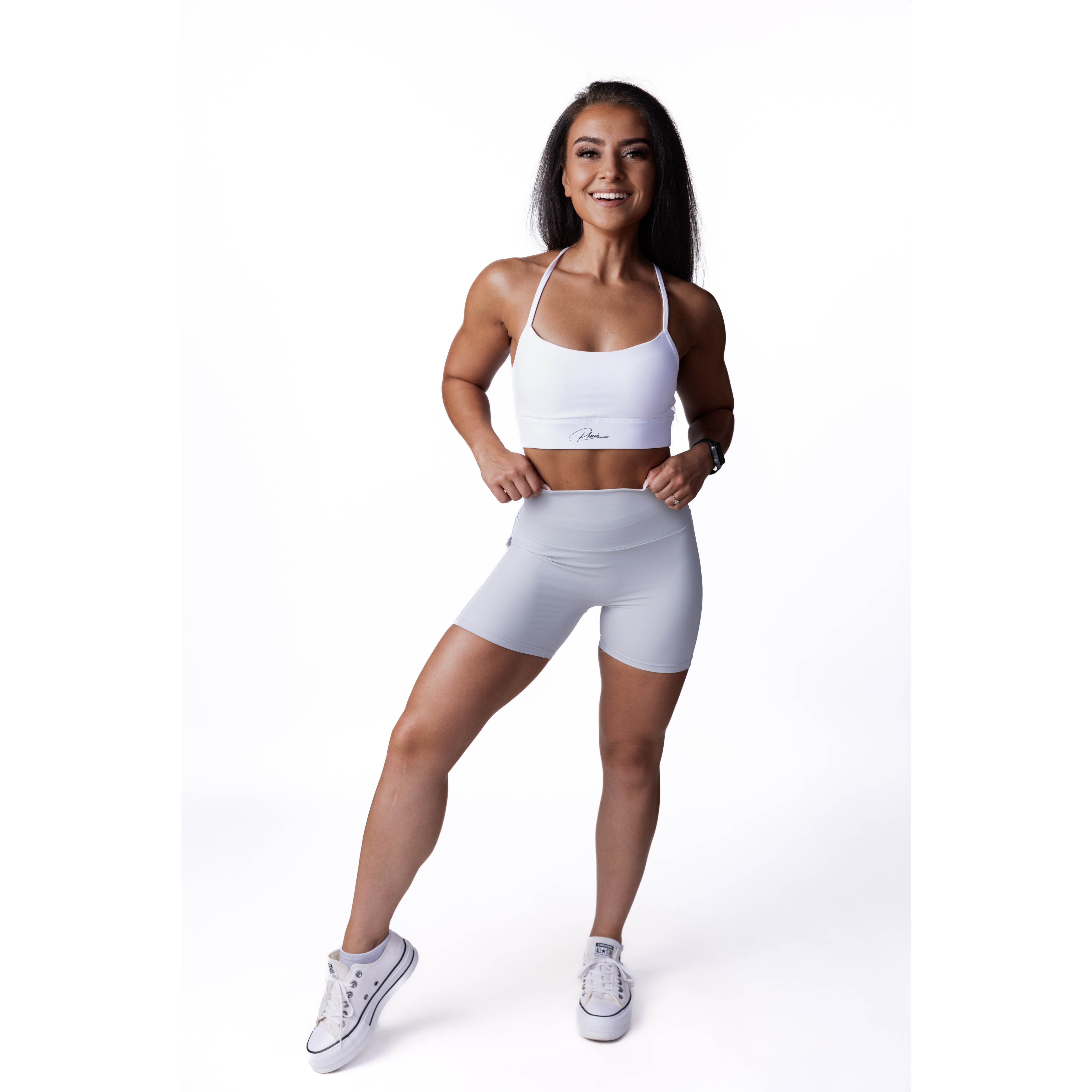 Phoenix Arise Light Grey Cargo Scrunch Pocket Shorts
