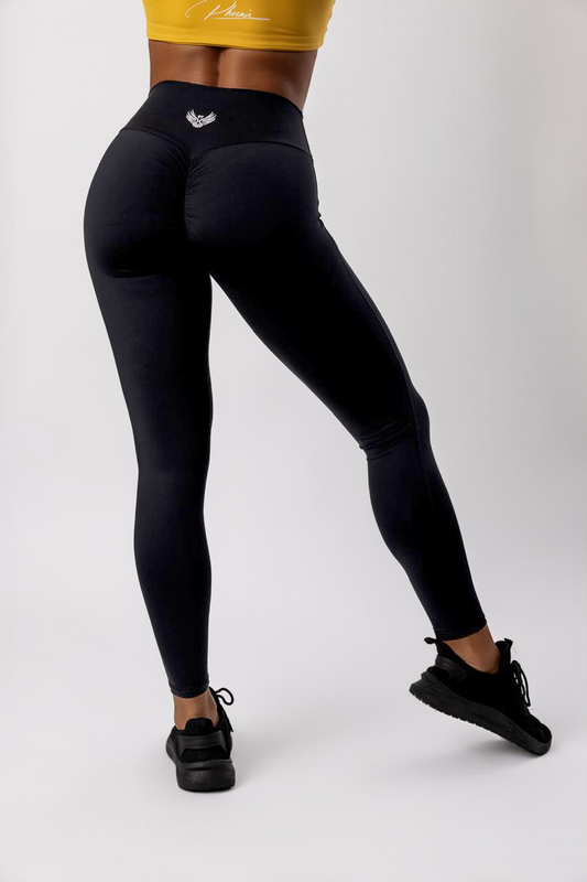 Risen Black High Waist Scrunch Leggings