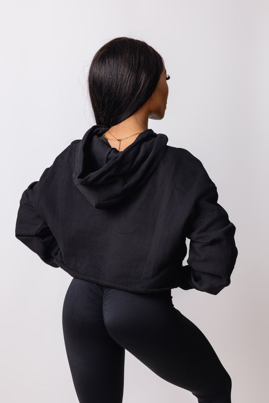Ascend Black Crop Hoodie