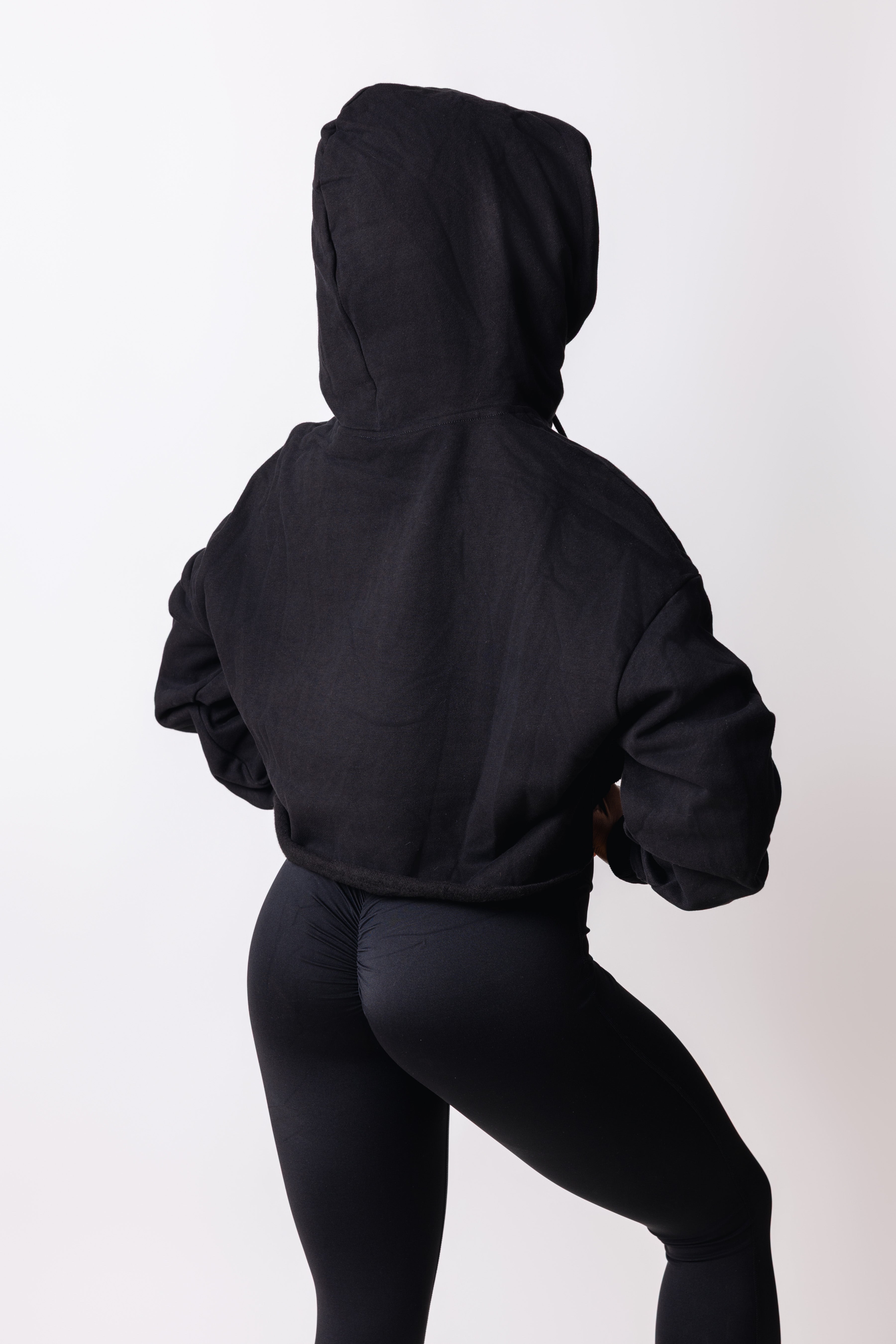 Ascend Black Crop Hoodie
