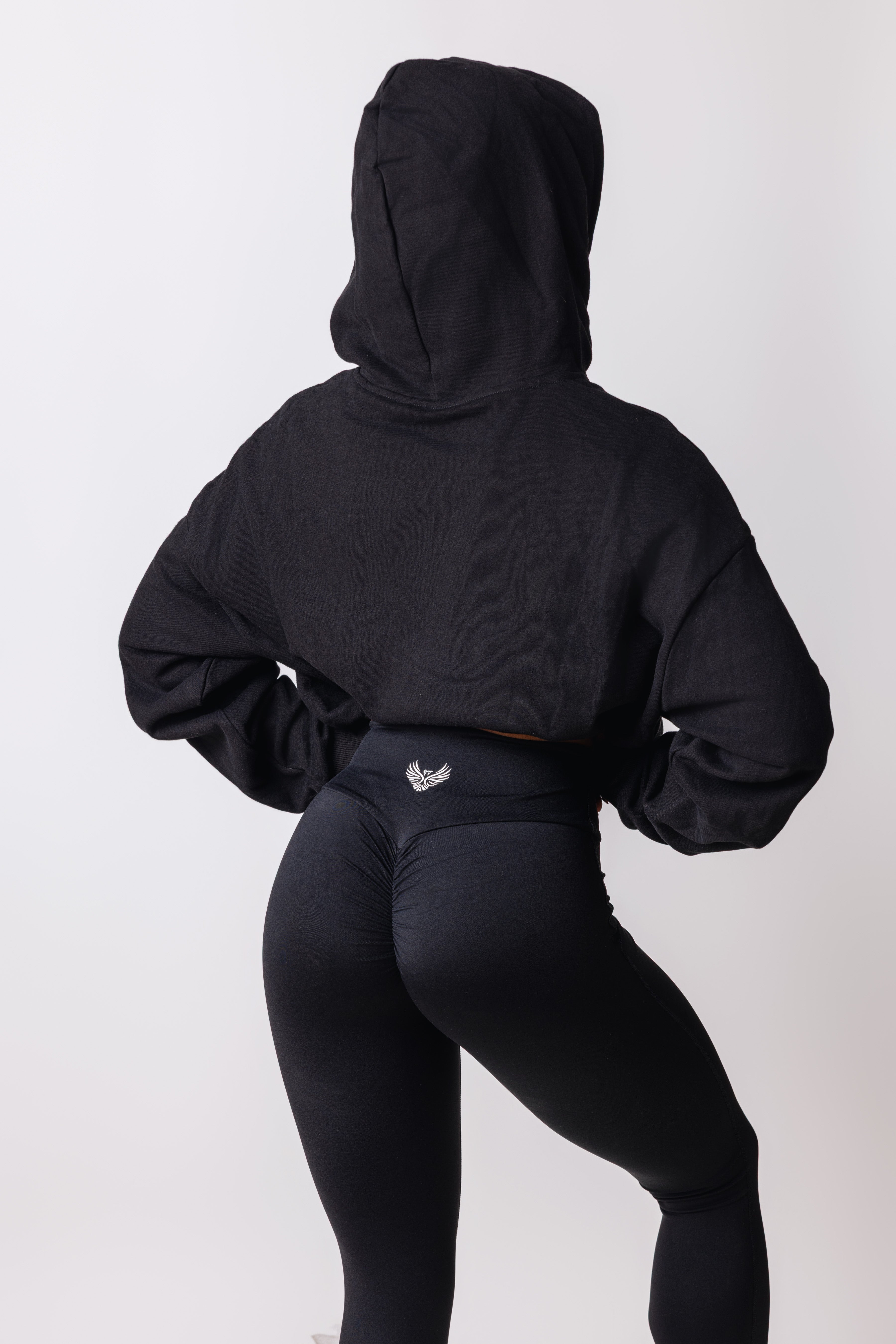 Ascend Black Crop Hoodie