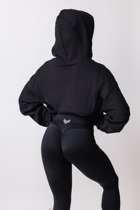 Ascend Black Crop Hoodie