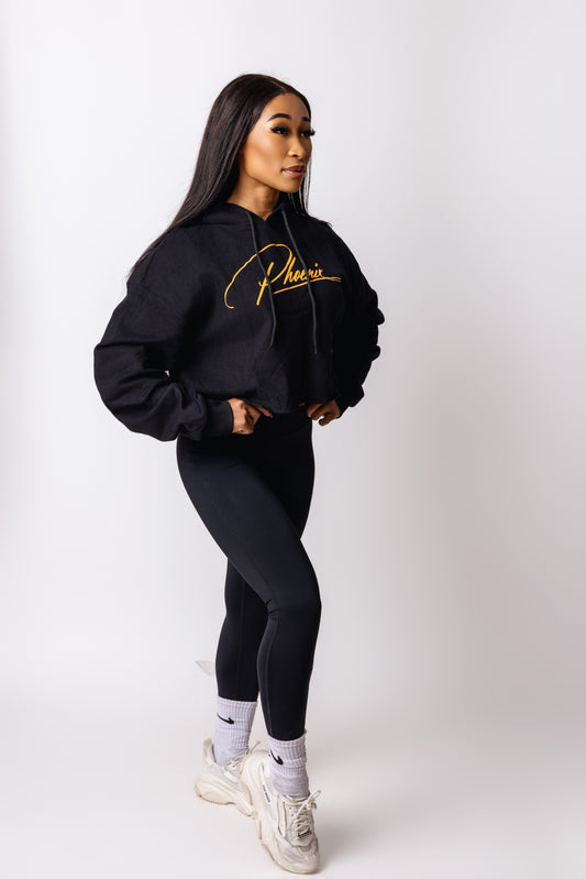 Ascend Black Crop Hoodie