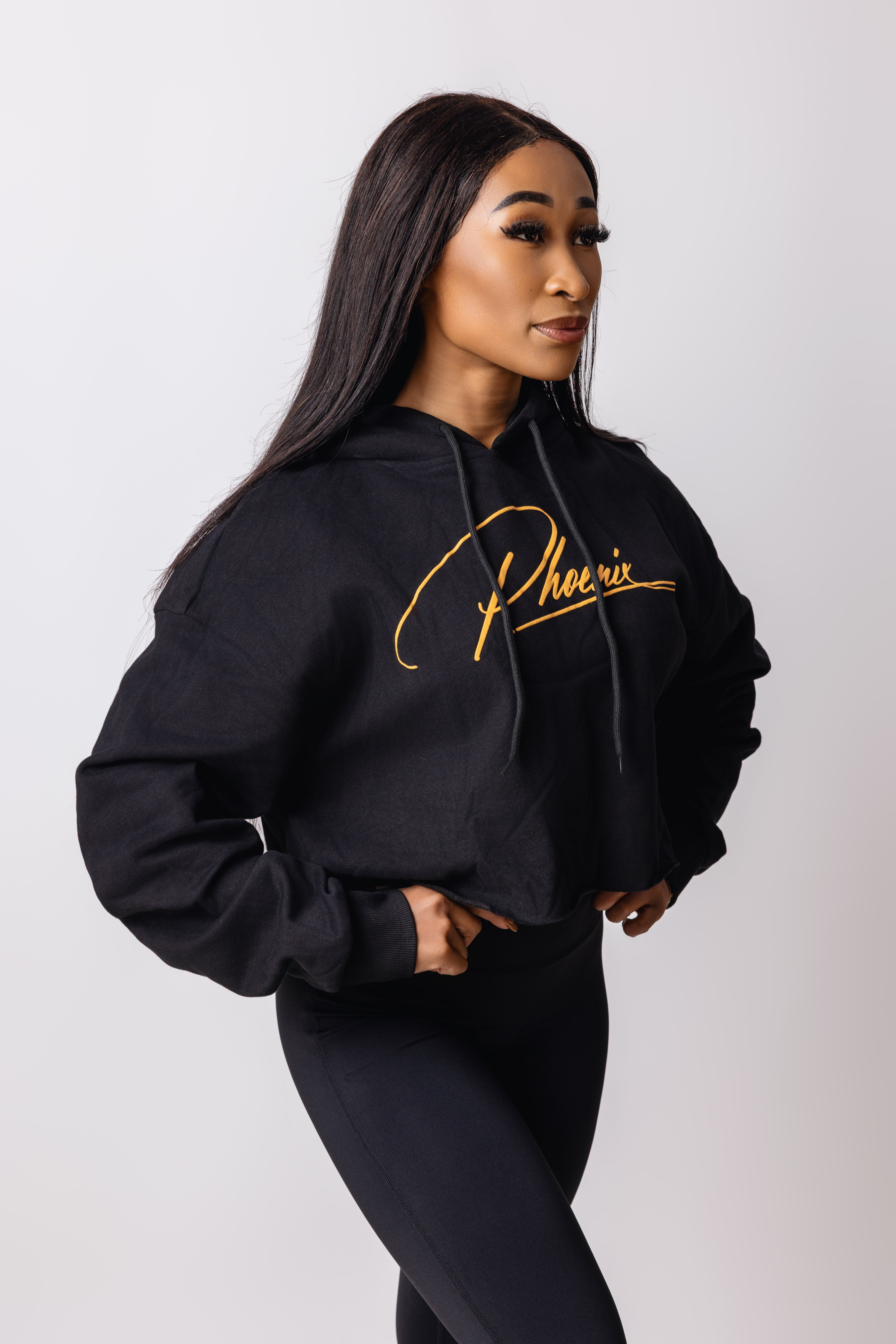 Ascend Black Crop Hoodie