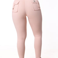 Phoenix Arise Rose Pink High Waist Cargo Scrunch Pocket Leggings