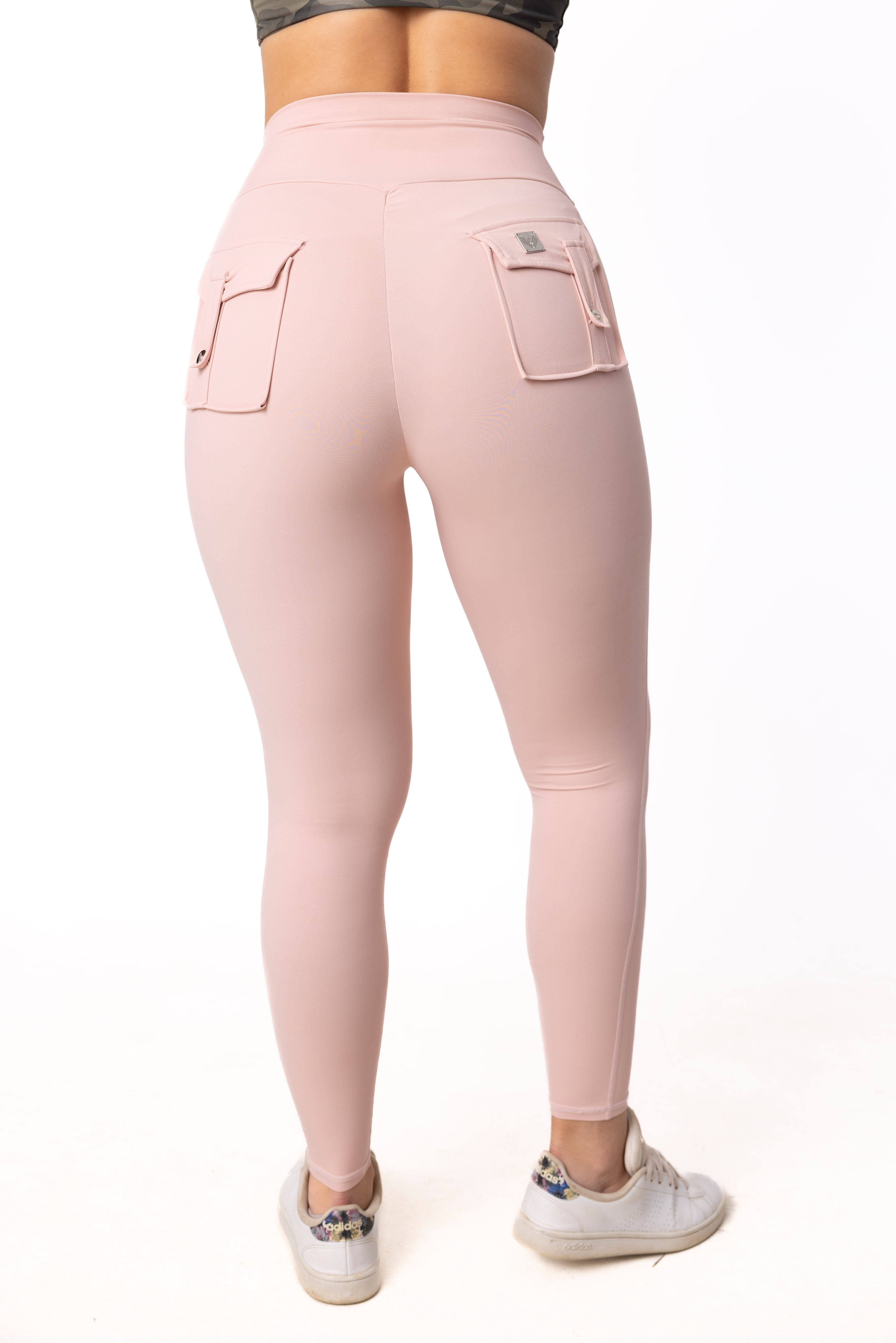 Phoenix Arise Rose Pink High Waist Cargo Scrunch Pocket Leggings