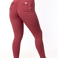 Phoenix Arise Orchid Red High Waist Cargo Scrunch Pocket Leggings