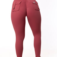 Phoenix Arise Orchid Red High Waist Cargo Scrunch Pocket Leggings
