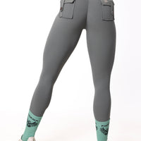 Phoenix Arise Ash Gray High Waist Cargo Scrunch Pocket Leggings
