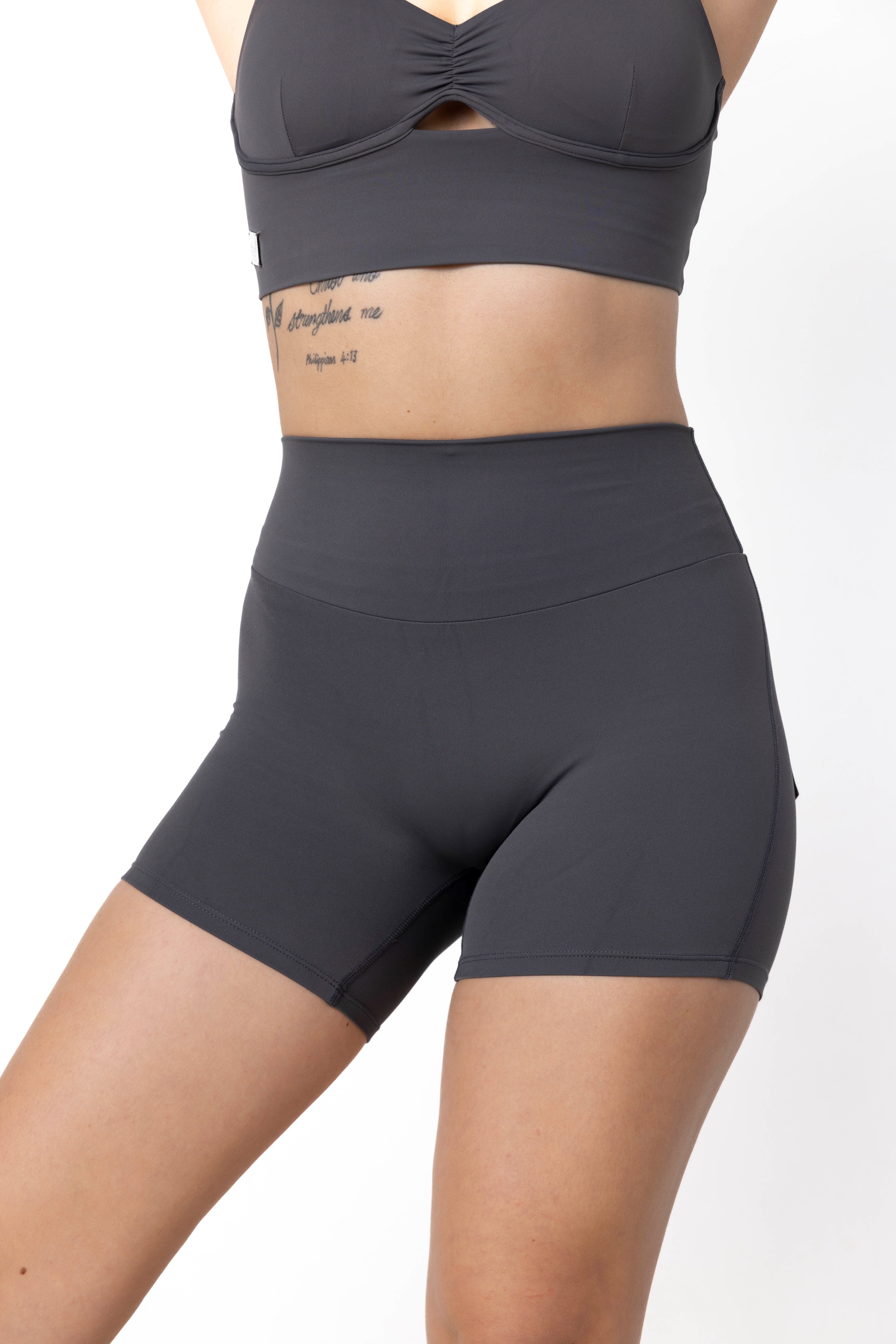 Phoenix Arise Charcoal Cargo Scrunch Pocket Shorts