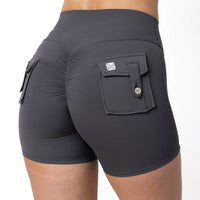 Phoenix Arise Charcoal Cargo Scrunch Pocket Shorts