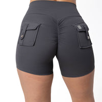 Phoenix Arise Charcoal Cargo Scrunch Pocket Shorts