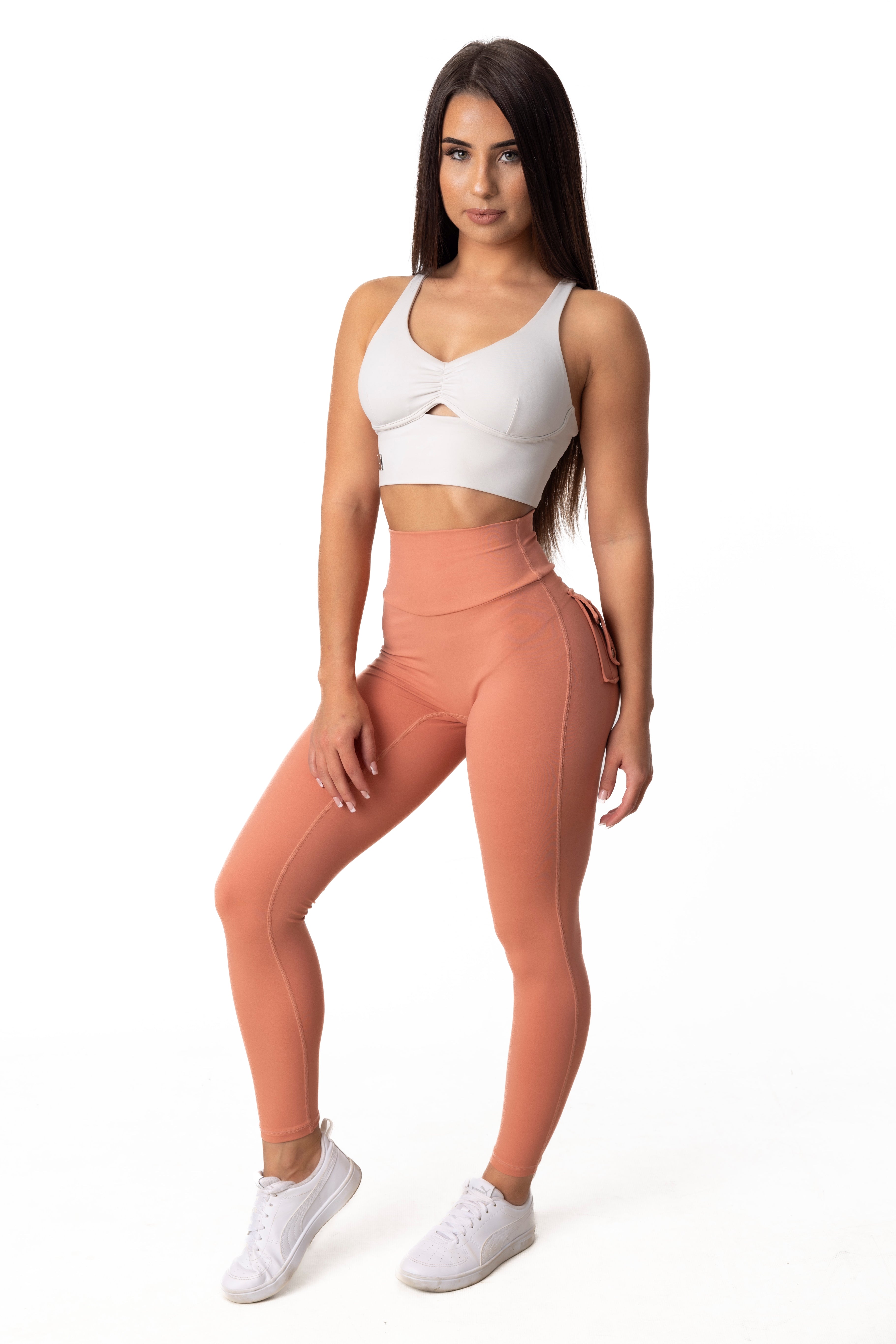 Phoenix Arise Coral High Waist Cargo Scrunch Pocket Leggings