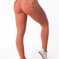 Phoenix Arise Coral High Waist Cargo Scrunch Pocket Leggings