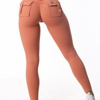 Phoenix Arise Coral High Waist Cargo Scrunch Pocket Leggings