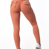 Phoenix Arise Coral High Waist Cargo Scrunch Pocket Leggings