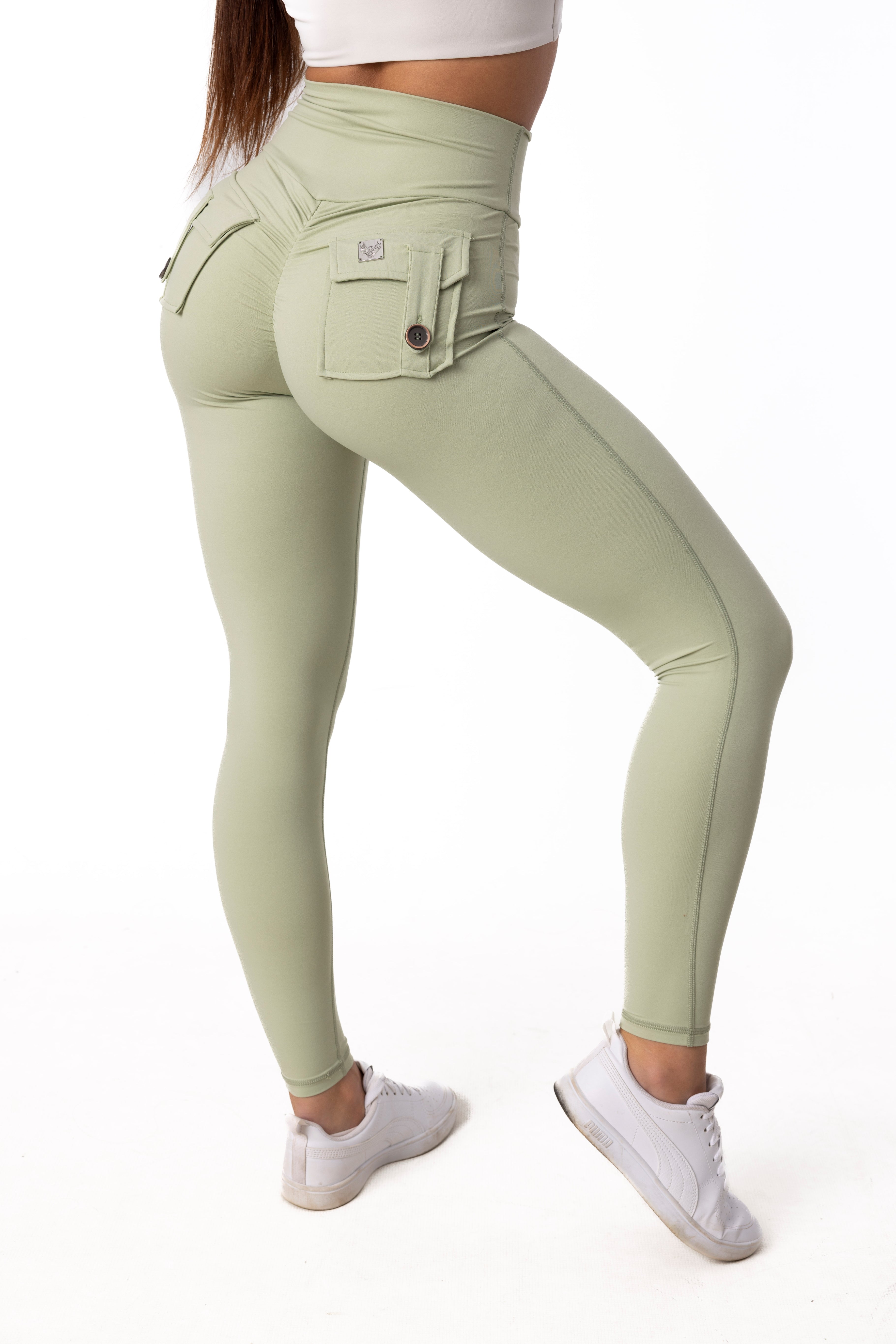 Phoenix Arise Soft Mint High Waist Cargo Scrunch Pocket Leggings