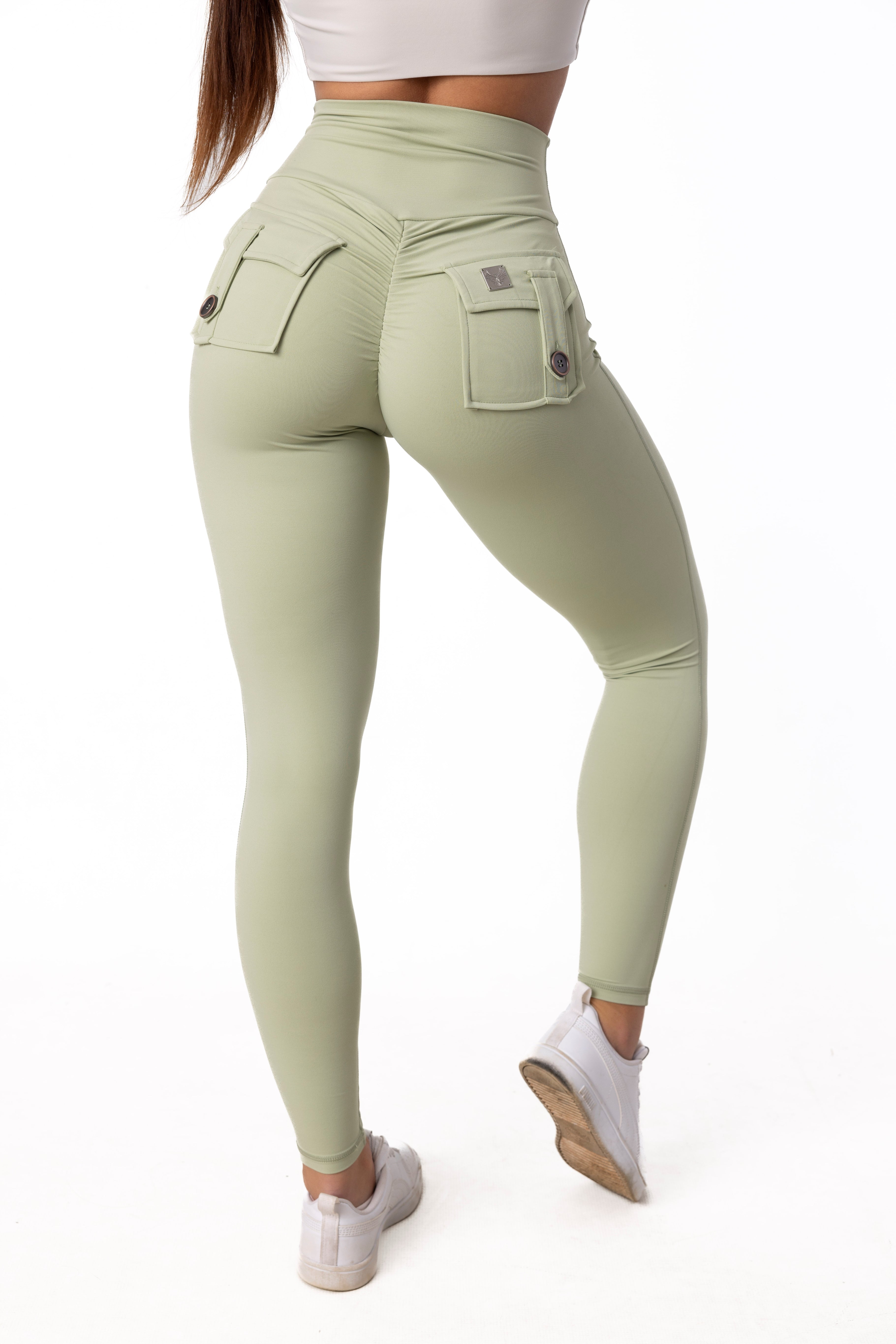 Phoenix Arise Soft Mint High Waist Cargo Scrunch Pocket Leggings