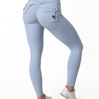 Phoenix Arise Sky Blue High Waist Cargo Scrunch Pocket Leggings