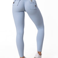 Phoenix Arise Sky Blue High Waist Cargo Scrunch Pocket Leggings