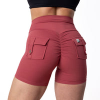 Phoenix Arise Orchid Red Cargo Scrunch Pocket Shorts
