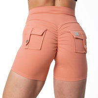 Phoenix Arise Coral Cargo Scrunch Pocket Shorts