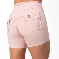 Phoenix Arise Rose Pink Cargo Scrunch Pocket Shorts