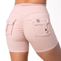 Phoenix Arise Rose Pink Cargo Scrunch Pocket Shorts