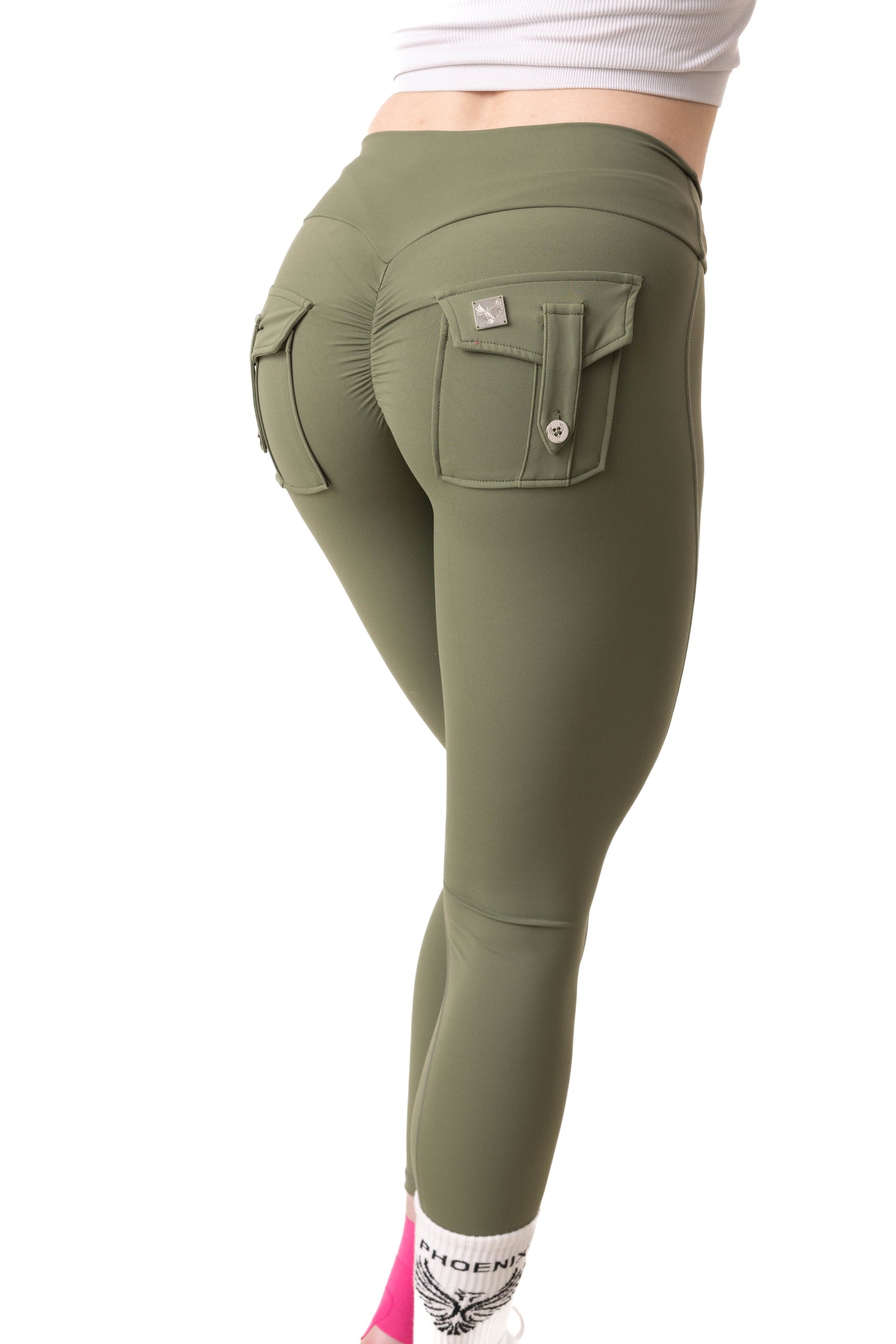 Phoenix Arise Huntress Green Mid Waist Leggings | Premium Active Design Wear