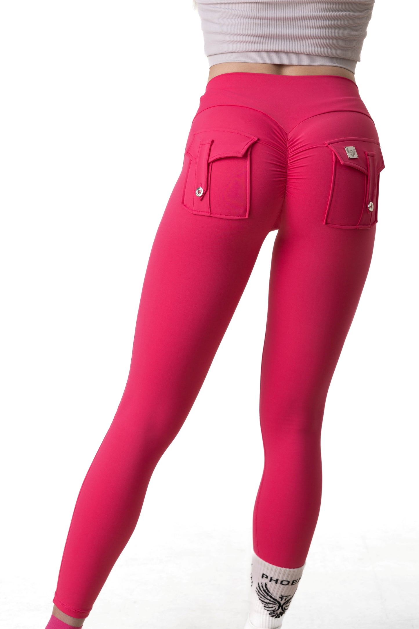 Phoenix Arise Azalea Pink Mid Waist Leggings | Premium Active Design Wear