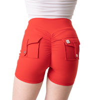 Phoenix Arise Radiant Red Cargo Scrunch Pocket Shorts