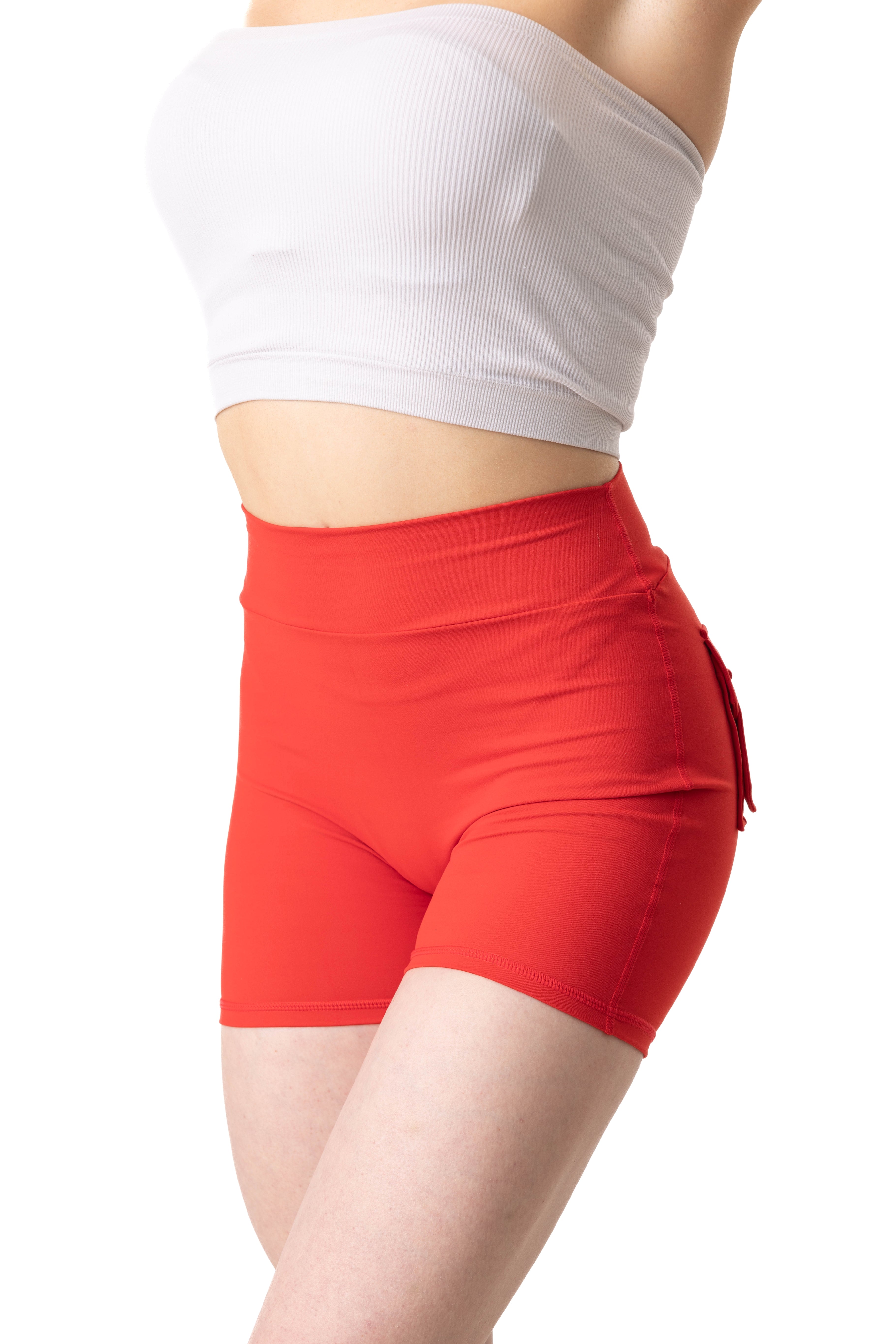 Phoenix Arise Radiant Red Cargo Scrunch Pocket Shorts