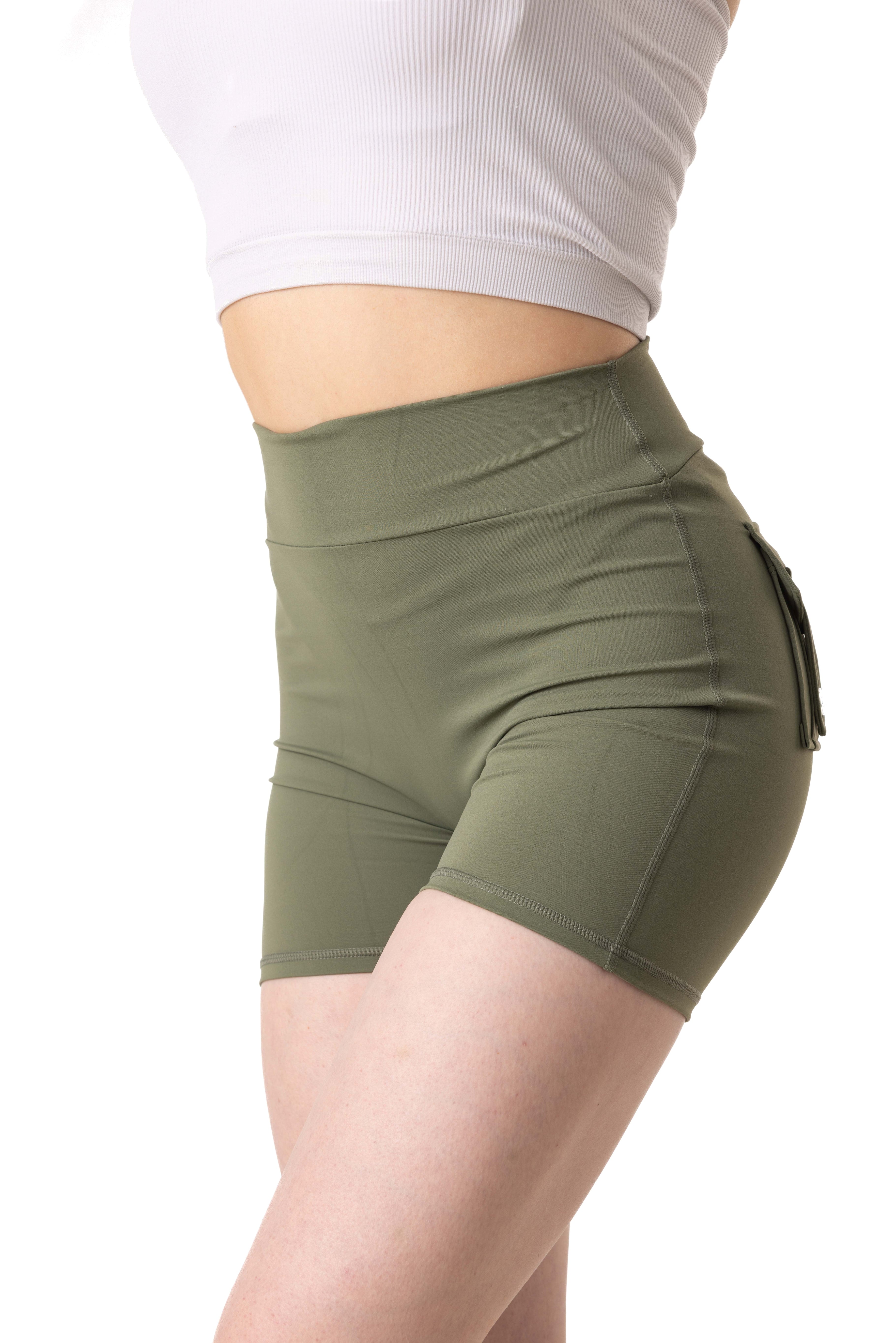 Phoenix Arise Huntress Green Cargo Scrunch Pocket Shorts