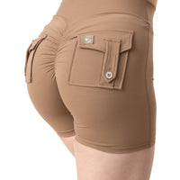 Phoenix Arise Café Latte Cargo Scrunch Pocket Shorts